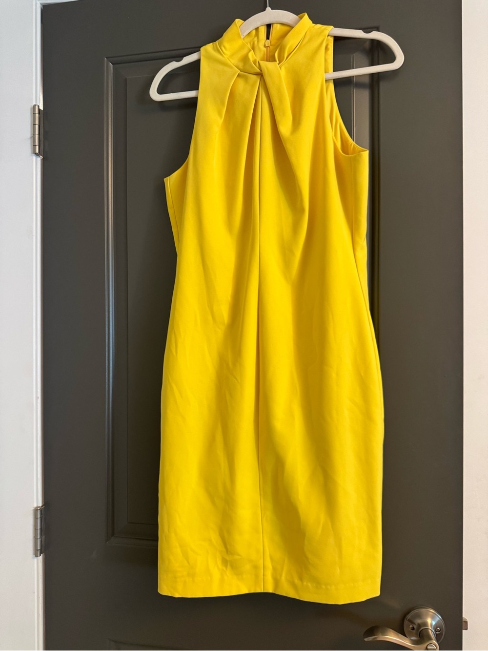 Black Halo Yellow Twist-Neck Midi Dress